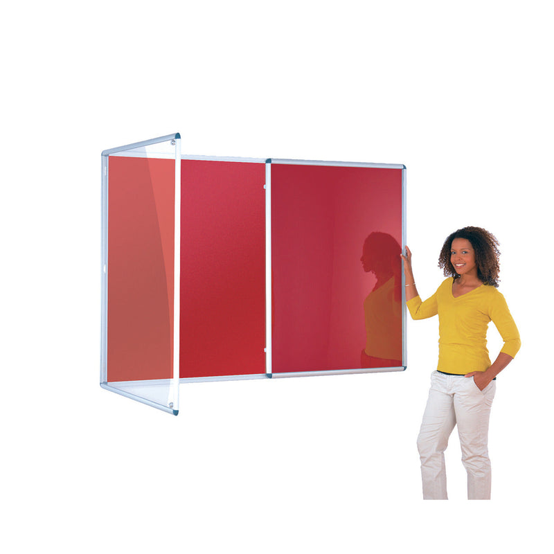 TAMPERPROOF FELT NOTICEBOARDS, Double Door, 1800 x 1200mm, Magenta