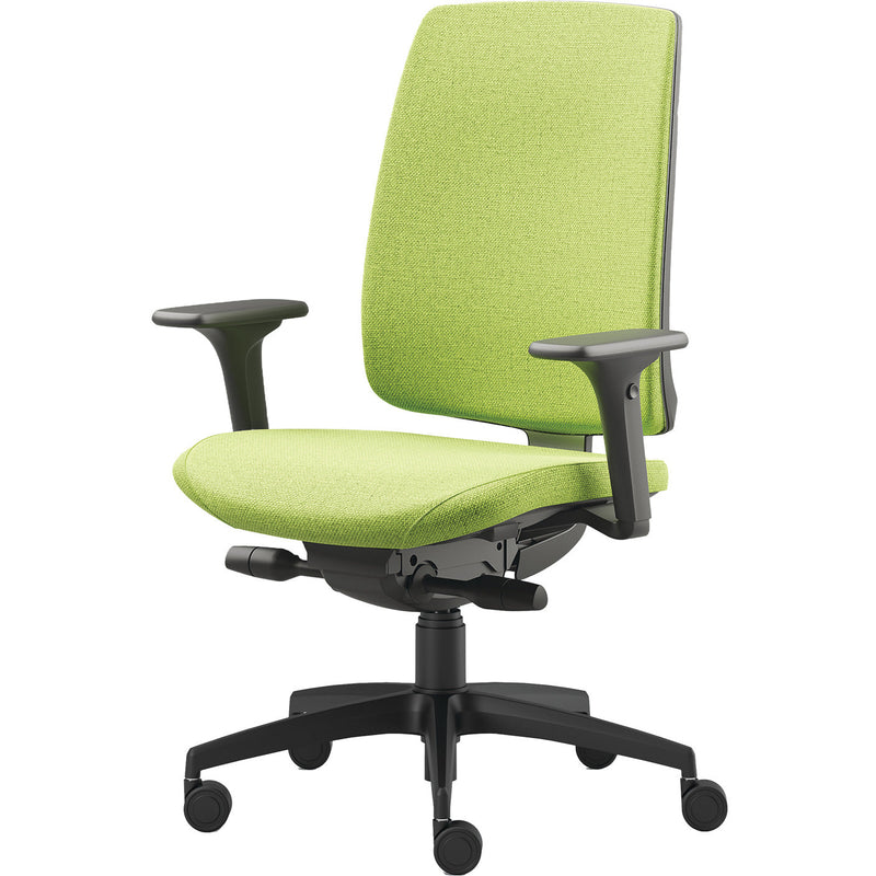 HIGH BACK OPERATOR CHAIR WITH SPINAMIC BACK MOVEMENT, UPHOLSTERED BACK, Black Frame, Ocean