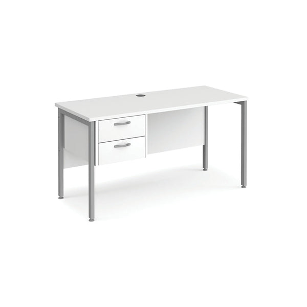 1600mm width, Slimline - 600mm depth, BENCH DESKS, Beech, 2 Drawer