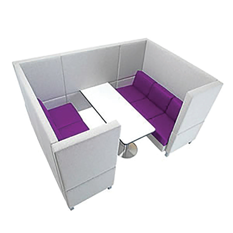 Four Seater - 1283mm depth, MEETING PODS WITH WHITE TABLE AND LINKING PANEL, MEETING PODS, Purple