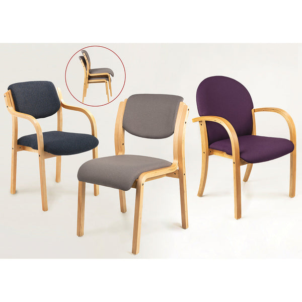 Stackable Beech Reception Chair, With Arms, Ocean