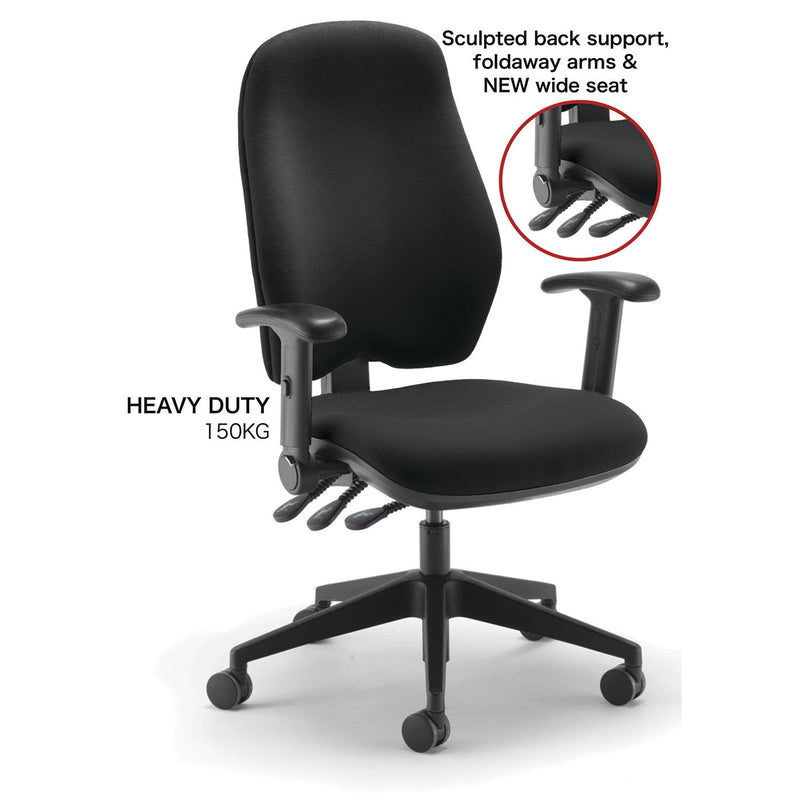 HEAVY DUTY POSTUREPAEDIC CHAIR WITH WIDE SEAT, OPERATOR CHAIRS, Blizzard