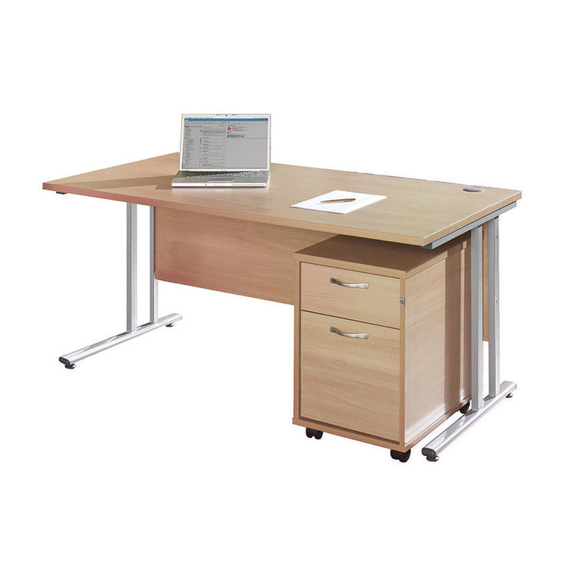 FAST TRACK, SELF ASSEMBLY RANGE, DESKS & STORAGE BUNDLE DEALS, Rectangular Desk & 2 Drawer Unit Bundle, 1400mm width, Oak