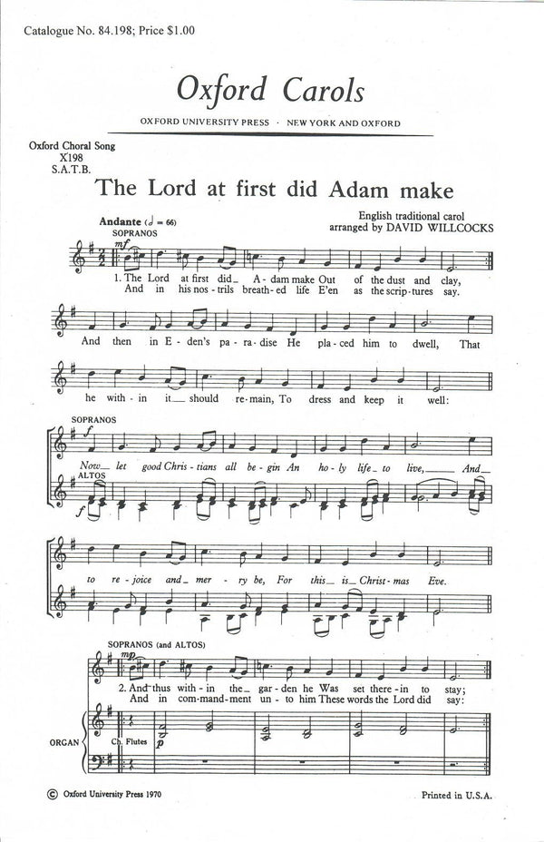 Willcocks The Lord at First did Adam make: SATB