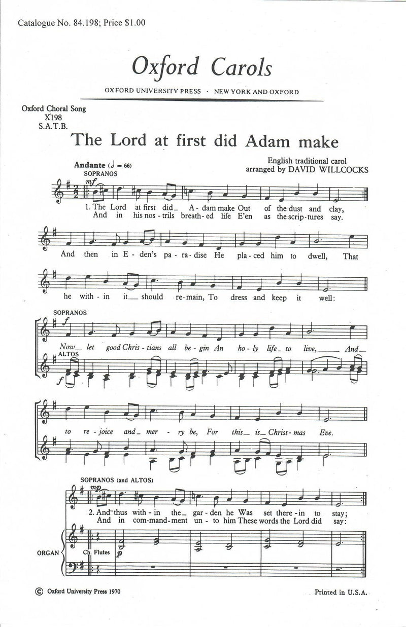 Willcocks The Lord at First did Adam make: SATB