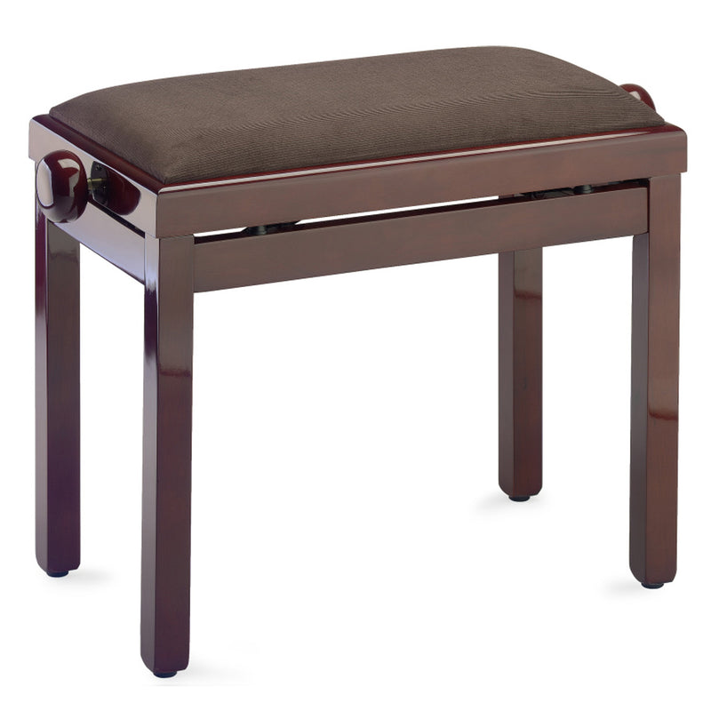 Stagg PBF39 Height adjustable piano stool - Mahogany gloss, with brown velvet seat