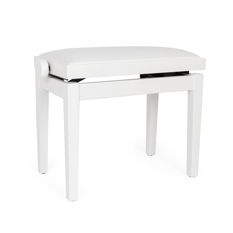 Hidrau BG27 'Toledo' adjustable piano stool - White gloss, white simulated leather