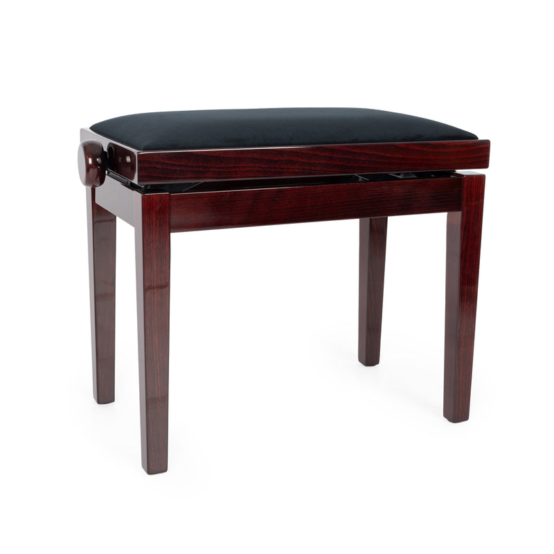 Hidrau BG27 'Toledo' adjustable piano stool - Mahogany gloss, black velvet