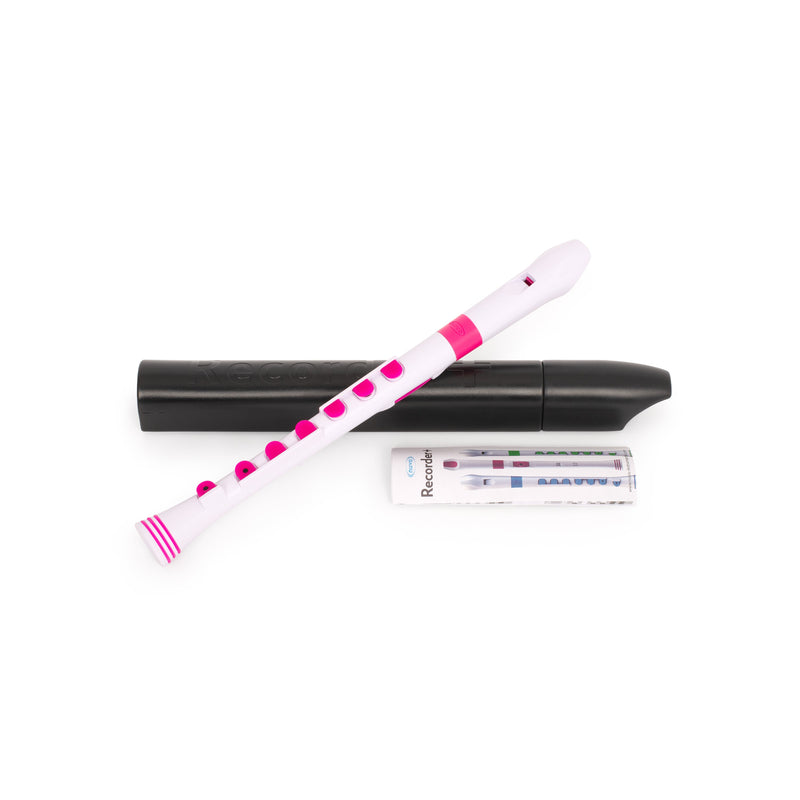 Nuvo N320 Descant Recorder+ - White With Pink Trim