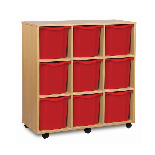 Monarch 9 quad tray storage unit (3 x 3) - Red