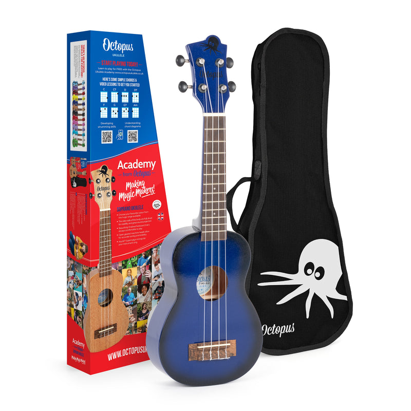 Octopus Academy sparkle soprano ukulele - Dark Blue burst