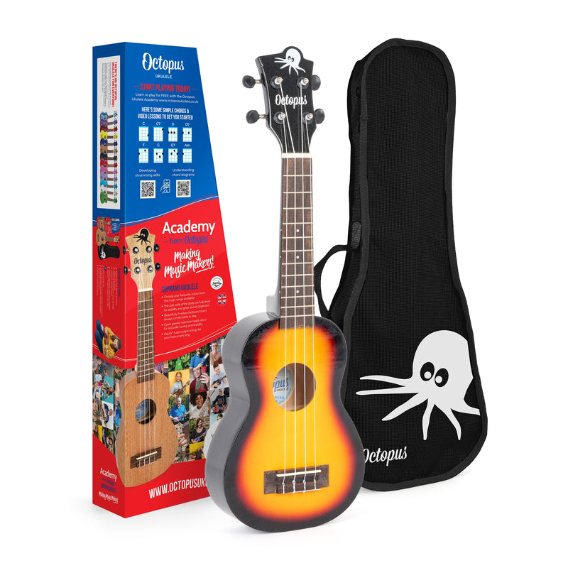 Octopus Academy sparkle soprano ukulele - Old violin burst