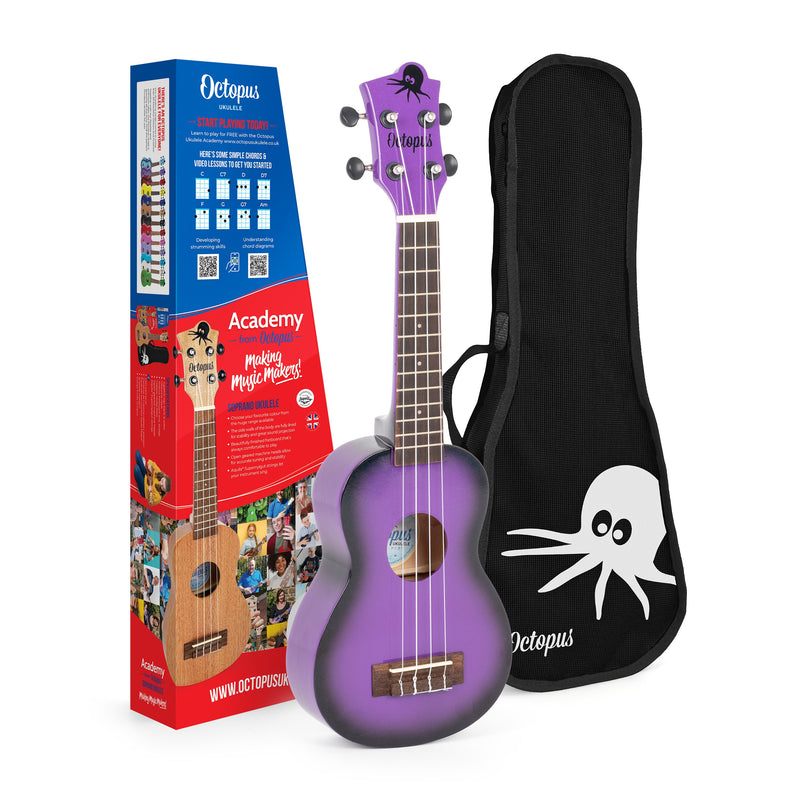 Octopus Academy sparkle soprano ukulele - Purple burst