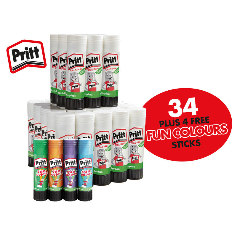 Pritt Glue Stick Washable Non Toxic Large - 43g Pack 5 - Hunt Office UK Pritt Glue Stick Washable Non Toxic Large - 43g Pack 5 - Hunt Office UK