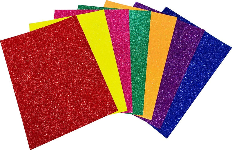 Rainbow Colours Glitter A4 Card 230gsm (Pack of 7 Sheets)