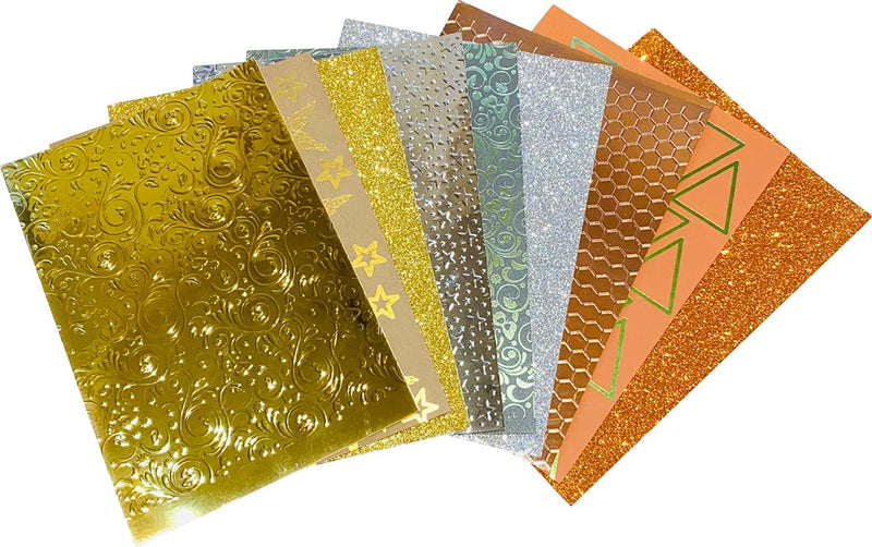 Assorted Metallic Textured A4 Card 230gsm (Pack of 9 Sheets)