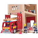 Wooden Fire Station Play Set