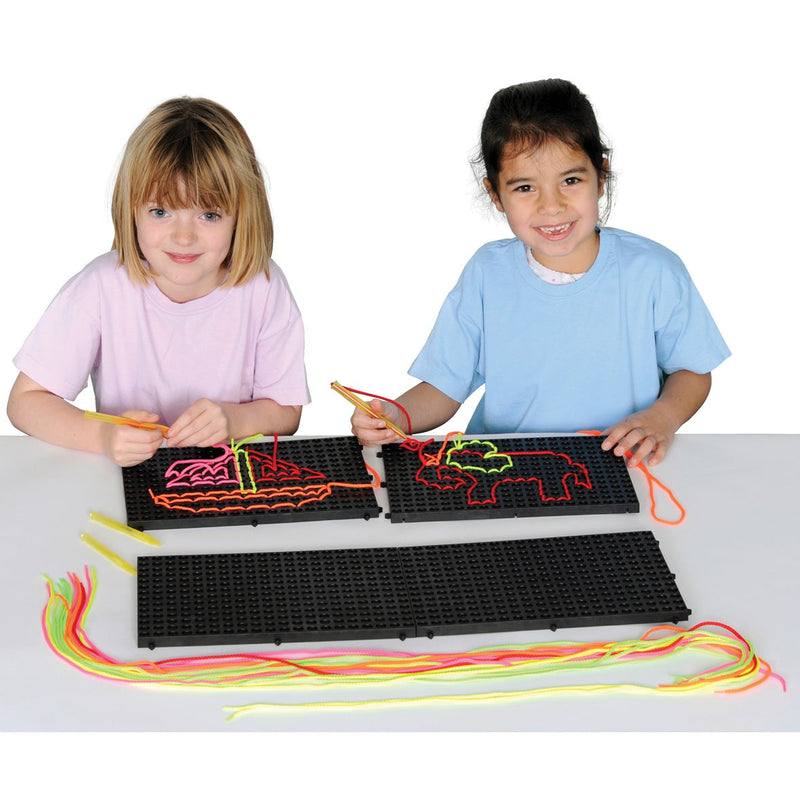 Rectanglar Pattern Boards and Laces (Black) pk 4