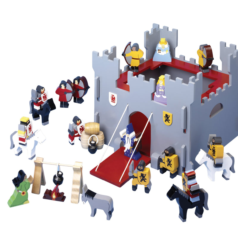 Wooden Medieval Castle & Figure Set 