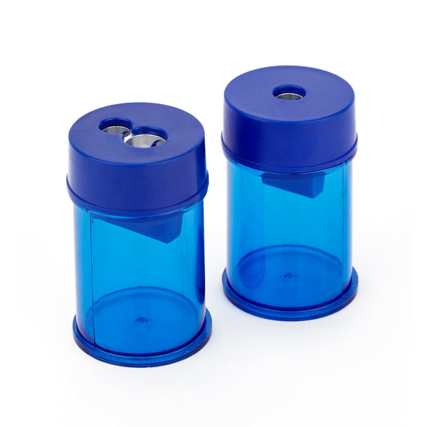 PENCIL SHARPENERS, CANISTER MODELS, Round Plastic, Double Hole, 8 and 10.5mm holes, Pack of 10
