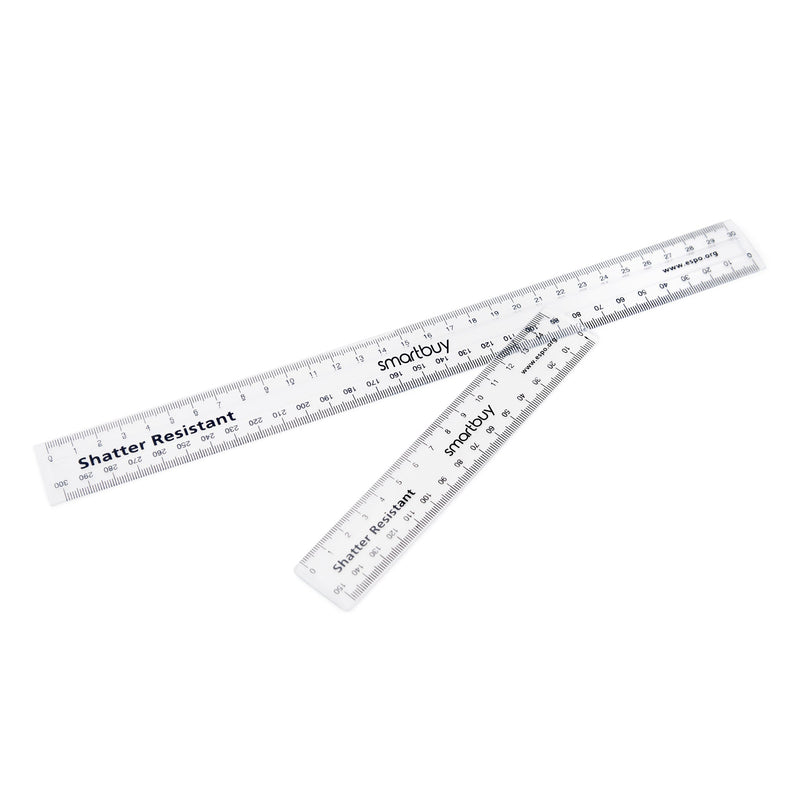 RULER, PLASTIC, Smartbuy, 30cm Clear, Pack of 100