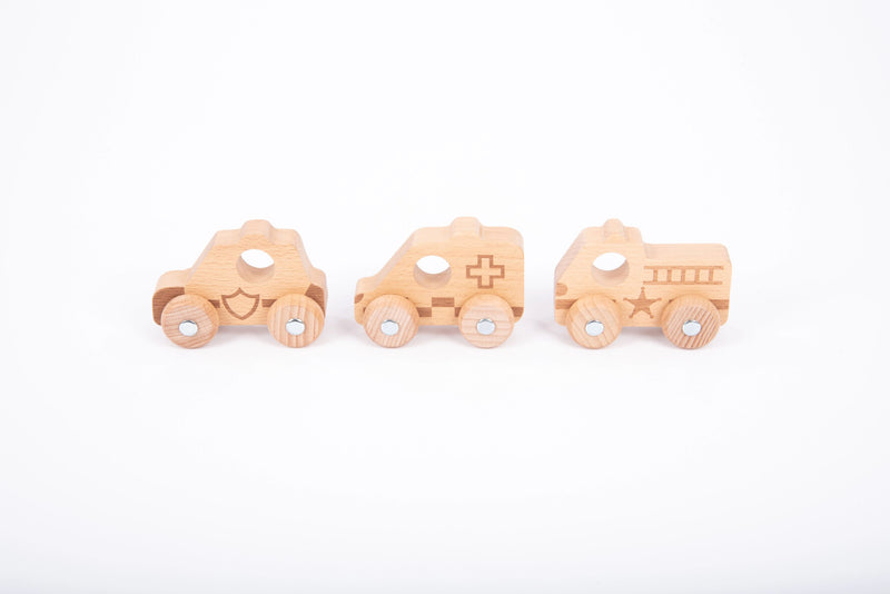 Natural Wooden Emergency Vehicles