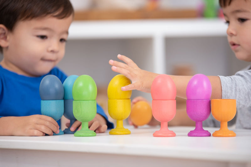 Rainbow Wooden Egg Cups