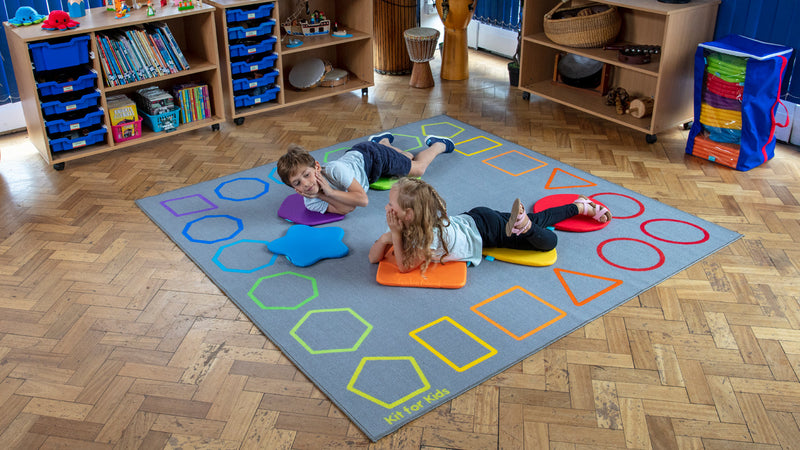 Essentials Rainbow Geometric Border Carpet