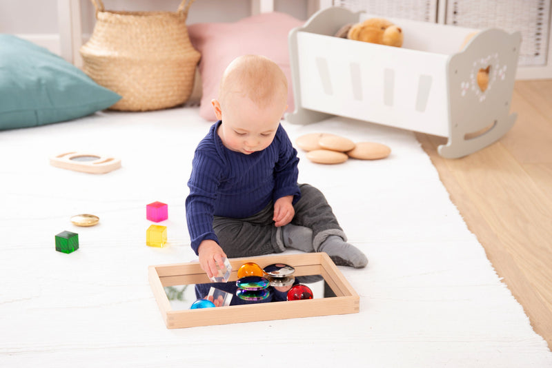 Small Wooden Mirror Tray