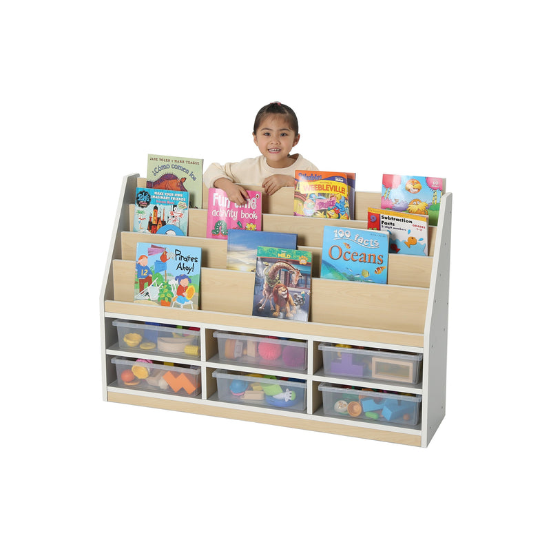 Thrifty Book Storage with 6 Small Trays (Grey)
