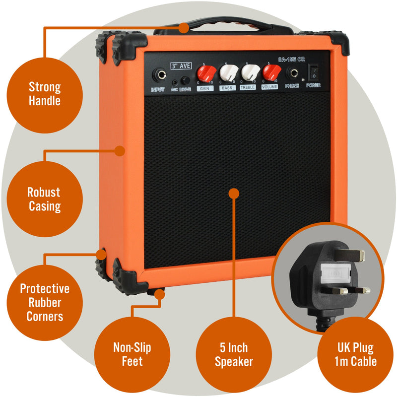 3rd Avenue 15W Electric Guitar Amplifier - Orange