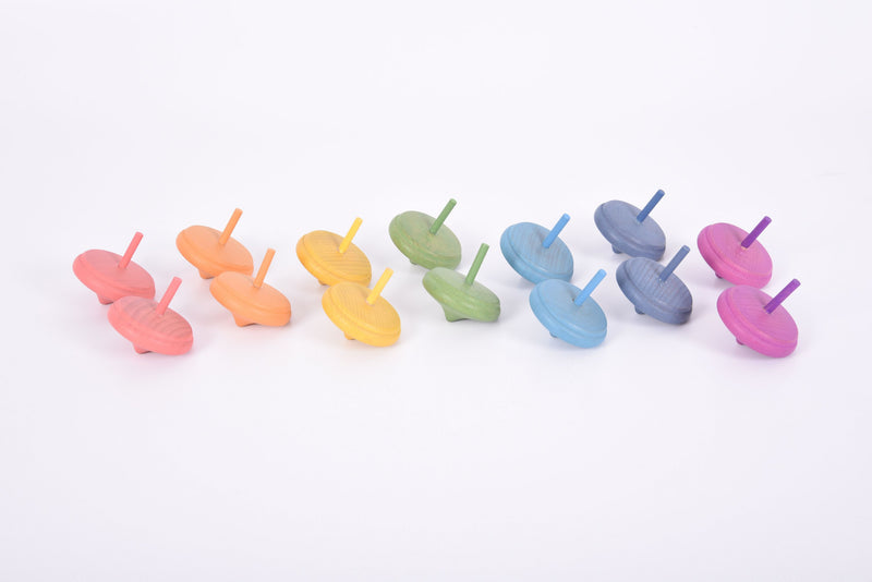 Rainbow Wooden Spinning Tops