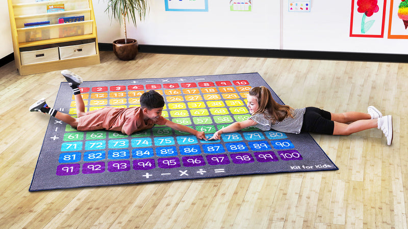 100 Square Counting Grid Carpet