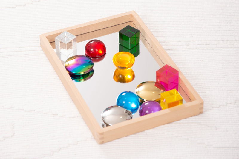 Small Wooden Mirror Tray