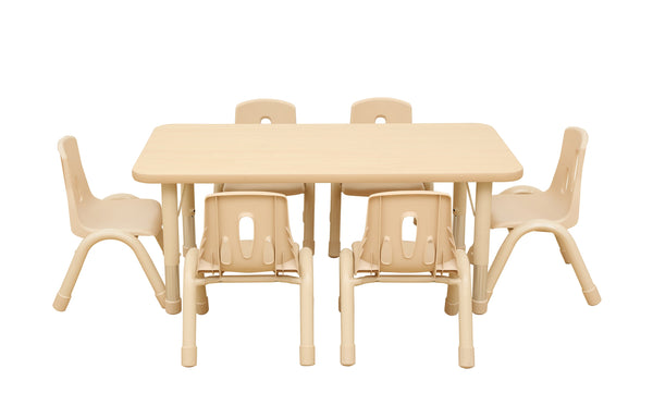 Elegant Height Adjustable Rectangular Table (120x60cm) & 6 Chairs