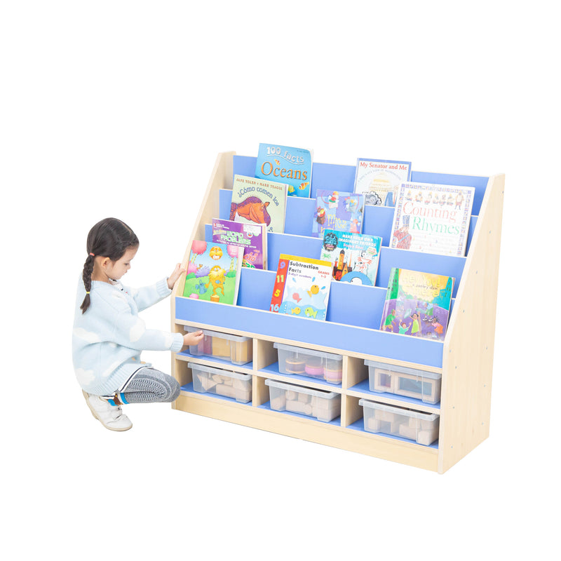 Pastel Book Storage Unit with Trays