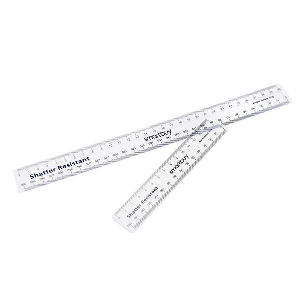 RULER, PLASTIC, Smartbuy, 30cm Clear, Pack of 10