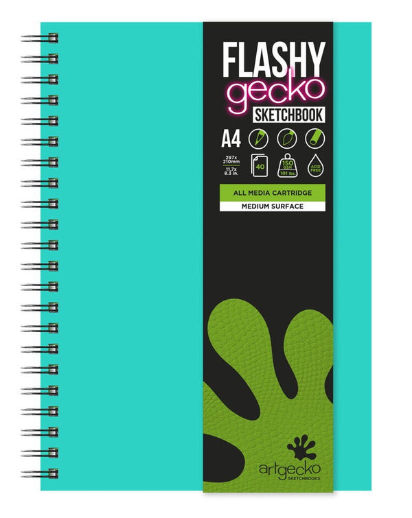 SKETCHY ART, Artgecko Flashy Sketchbooks, A4 Mint, 40 Sheets, Each