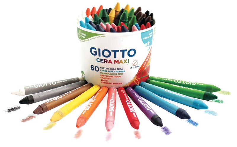 WAX CRAYONS, Giotto Cera Maxi, Age 3+, Tub of 60