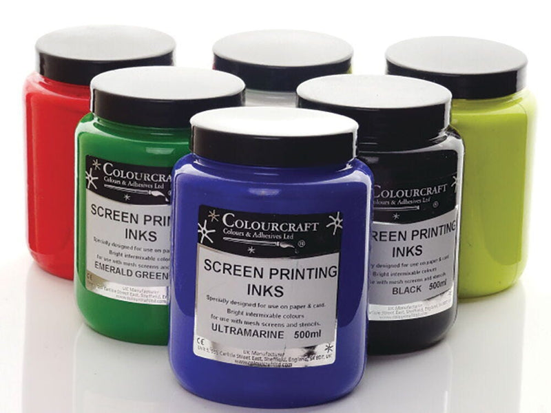 SCREEN PRINTING INKS, Colourcraft Paper & Lino Inks, Pack of 6 x 500ml pots