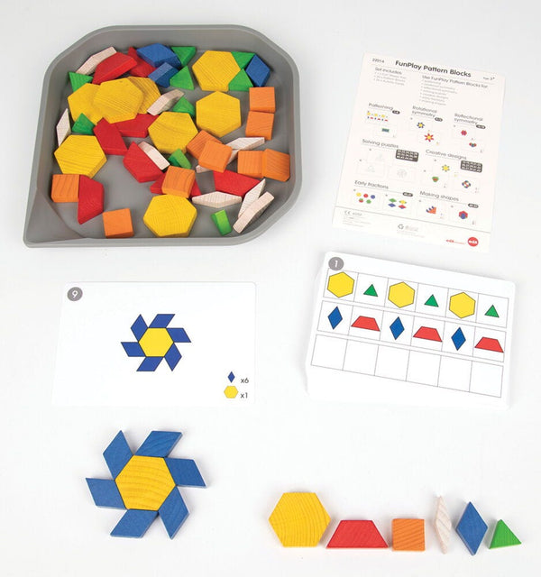 FUNPLAY MATHS SETS, Wooden Pattern Blocks, Set