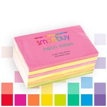 REPOSITIONABLE NOTES, STICK 'N NOTES, Neon Assorted, 76 x 127mm, Pack