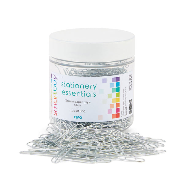 Smartbuy, PAPER CLIPS, Silver, 33mm, Box of 1000