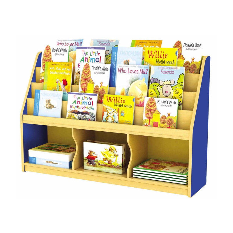 Milan Tiered Bookcase with 3 Blue Trays