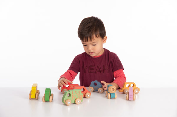 Rainbow Wooden Emergency Vehicles