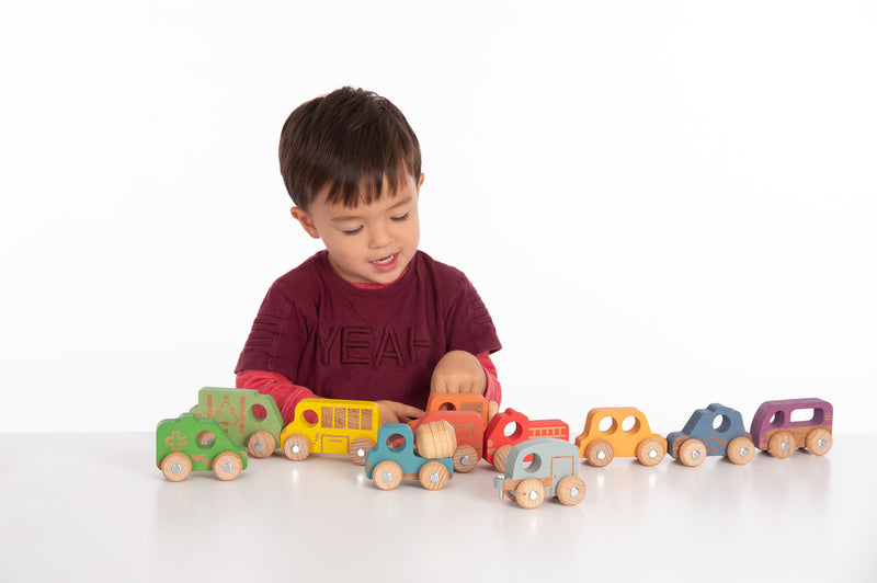 Rainbow Wooden Vehicles Set