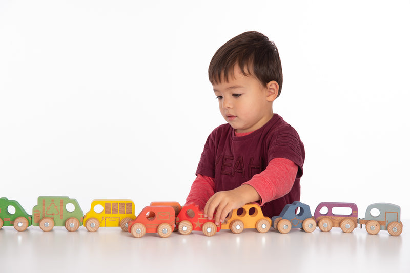 Rainbow Wooden Vehicles Set