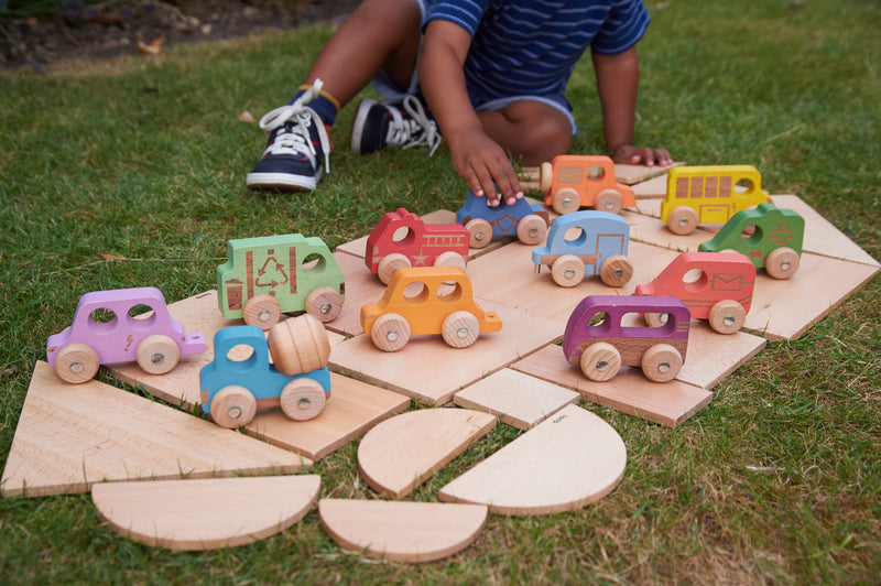 Rainbow Wooden Vehicles Set