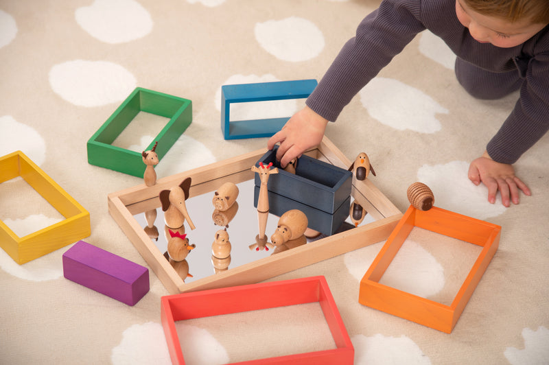 Small Wooden Mirror Tray