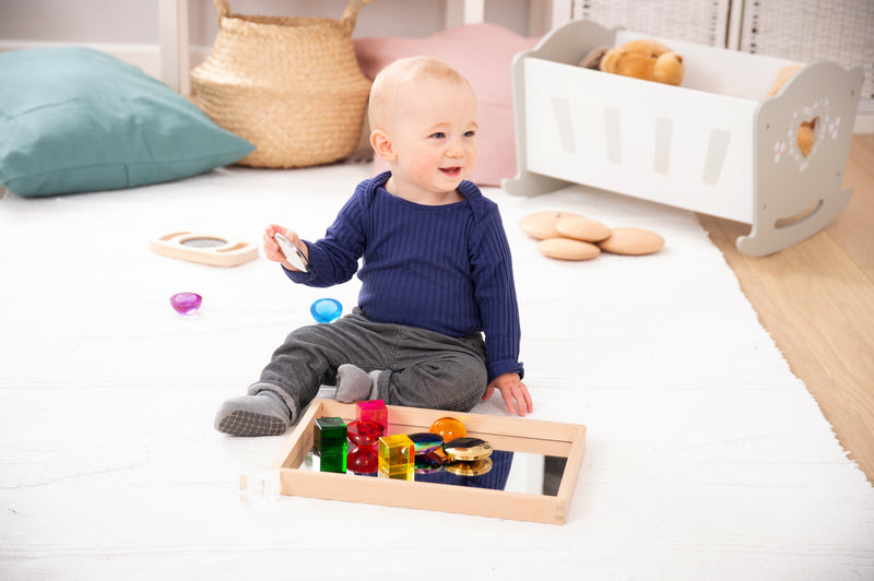 Small Wooden Mirror Tray